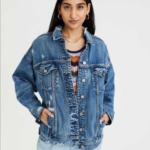 American Eagle Denim Destroyed Boyfriend Jacket